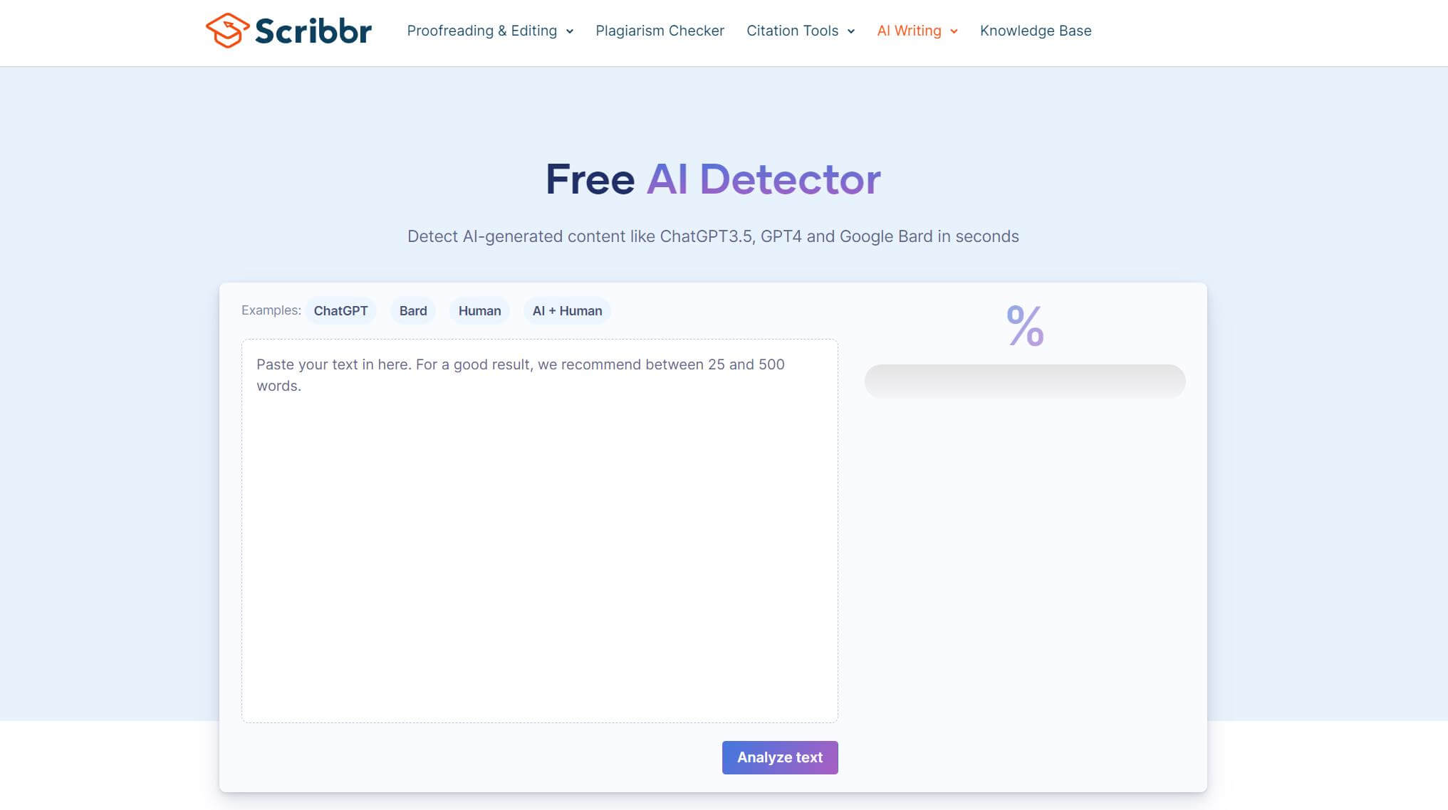 detector de inteligencia artificial de scribbr